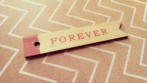 Word Pendants FOREVER Tag Charms Tag Pendants Word Tags Wood Pendants 5 pieces 2.5"
