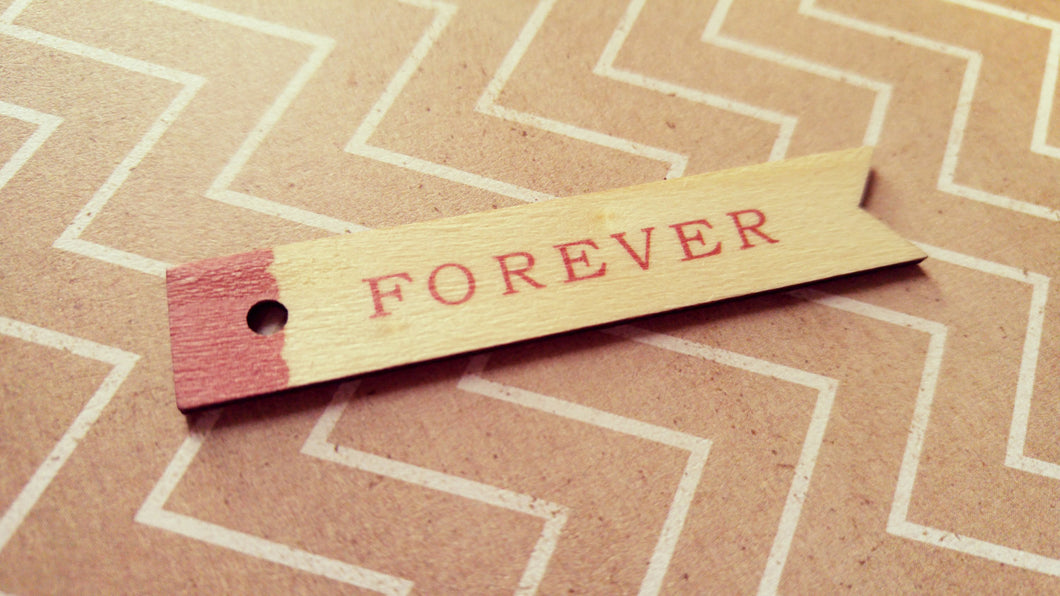 Word Pendants FOREVER Tag Charms Tag Pendants Word Tags Wood Pendants 5 pieces 2.5