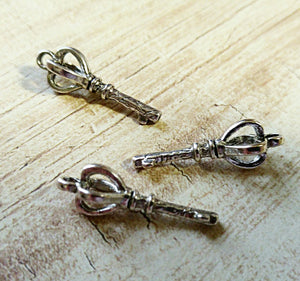 Silver Key Charms Key Pendants Antiqued Silver Keys Steampunk Charms Steampunk Keys Crown Keys Crown Top Keys 23mm 10pcs
