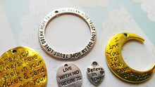 Load image into Gallery viewer, Quote Pendants Word Pendants Assorted Charms Inspirational Charms Word Charms Quote Charms 7 pieces Antiqued Silver Antiqued Gold
