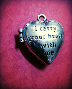Locket Pendant Photo Locket Quote Locket Heart Locket I Carry Your Heart With Me Antiqued Silver Heart Pendant Heart Charm PREORDER