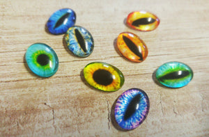 Eye Cabochons Oval Glass Cabochons Assorted Eyes 25x18 Flat Back Embellishments 4 pieces Dragon Eye Cabochons Oval Cabochons