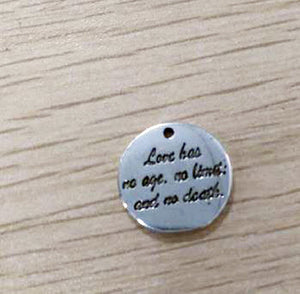 Quote Charms Word Pendants Antiqued Silver Pendants Word Charms Silver Word Charms Love Has No Age No Limit and No Death 4 pieces