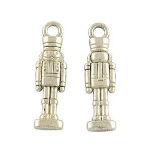 Nutcracker Charms Pendants Antiqued Silver Soldier Charms Double Sided 27mm Wholesale Charms BULK 50 pieces