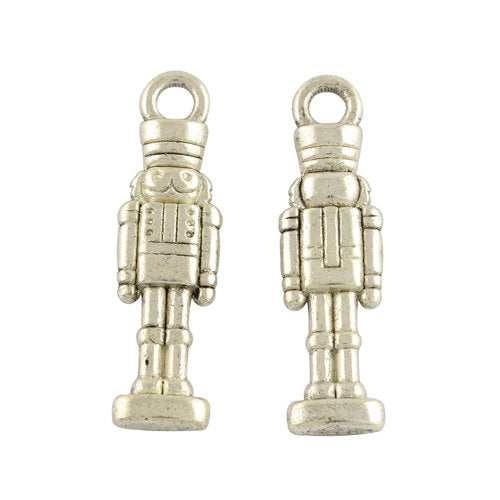 Nutcracker Charms Pendants Antiqued Silver Soldier Charms Double Sided 27mm Wholesale Charms BULK 50 pieces