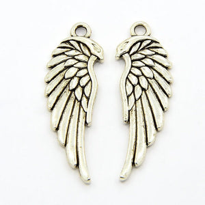 Angel Wing Charms Wing Pendants Angel Wings Silver Wing Charms Silver Angel Wings Double Sided Charms BULK Charms Wholesale Charms 50 pieces