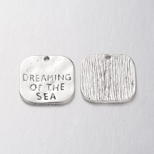 Quote Charms Pendants Dreaming of The Sea Antiqued Silver Ocean Charms Word Charms Wholesale Charms 50 pieces