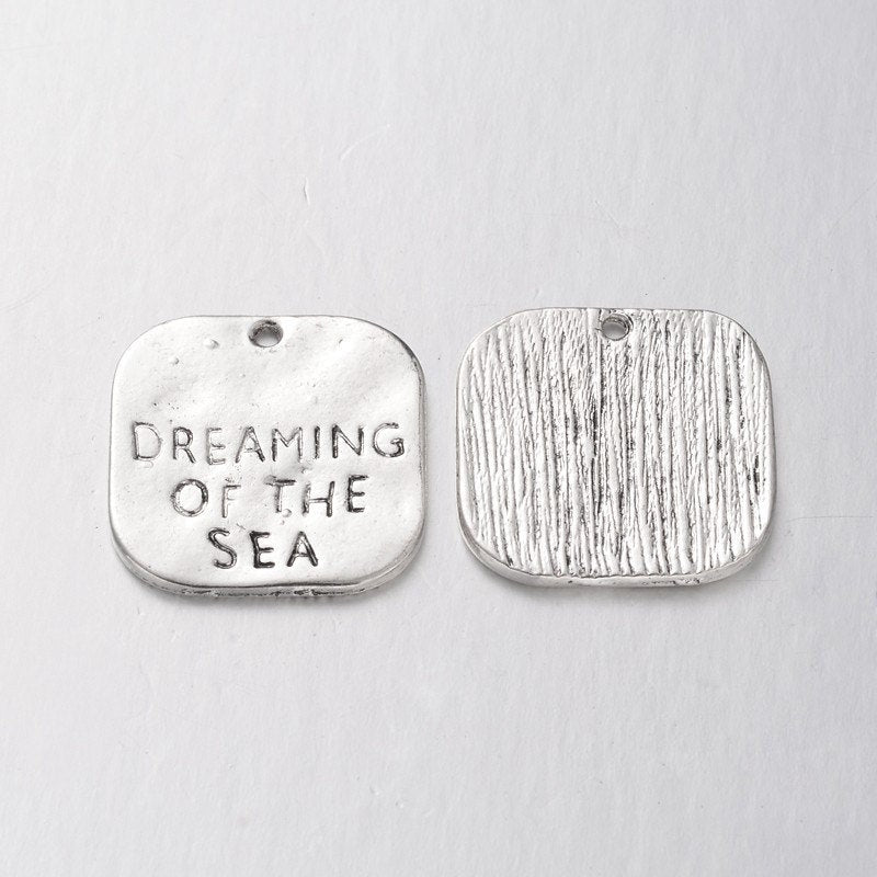 Quote Charms Pendants Dreaming of The Sea Antiqued Silver Ocean Charms Word Charms Wholesale Charms 50 pieces