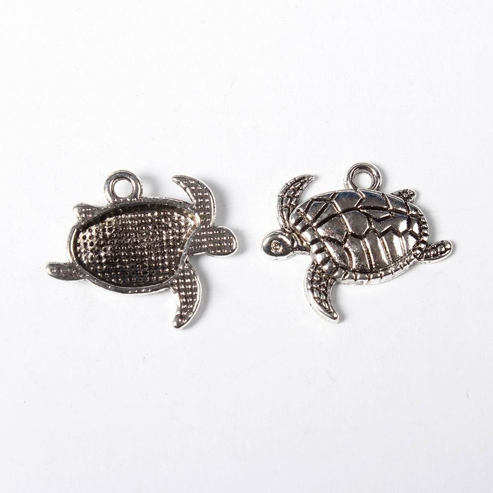 Turtle Charms Antiqued Silver Sea Turtle Charms BULK Charms Wholesale Charms Turtle Pendants Nautical Charms 50pcs