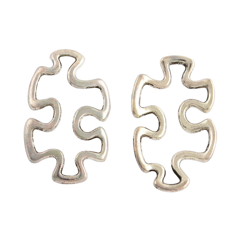 Puzzle Piece Charms Puzzle Charms Puzzle Pendants Connectors Antiqued Silver Autism Awareness Puzzle Wholesale Charms BULK 25 pieces