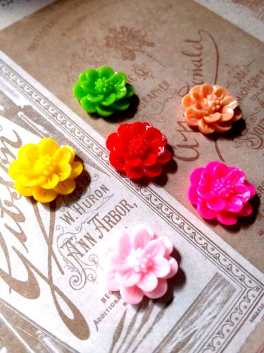 Resin Flower Cabochons Peony Flower Cabochons Flat Back Flowers Flower Flatbacks Assorted Flower Cabochons Resin Flowers Assorted Flowers 10