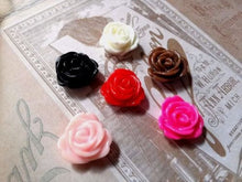 Load image into Gallery viewer, Flower Cabochons Resin Flowers Flower Flat Backs Rose Cabochons Resin Flower Rose Flat Backs 13mm Cabochons 13mm Flowers 10 pieces