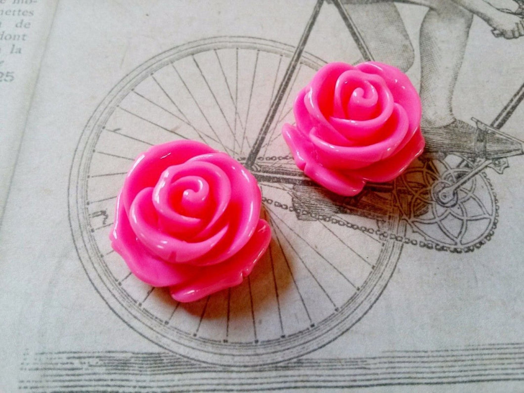 Flower Cabochons Flat Back Cabochons Rose Cabochons Large Cabochons Flatback Resin Flatback Flowers Pink Rose Cabochons CLEARANCE Was 2.08