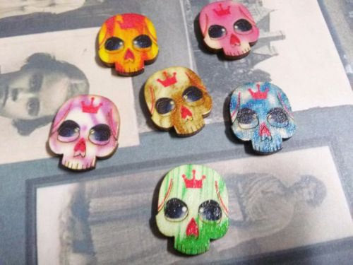 Skull Cabochons Wood Cabochons Sugar Skull Calavera Flat Back Cabochons Flatbacks Sugar Skulls Assorted Cabochons CLEARANCE was 2.33