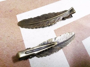 Feather Alligator Clip Blanks Antiqued Bronze Brass 53mm Hair Accessories Sold per pkg of 5