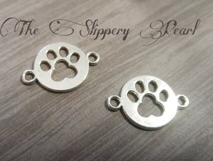 Paw Print Charms Connectors Links Antiqued Silver Dog Charms Paw Charms Pendants 10 pieces Paw Print Link Paw Connectors Wholesale Charms