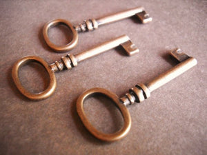 Bulk Skeleton Keys Wholesale Keys Antiqued Copper Keys Barrel Keys Double Sided 100 pieces 41mm Wedding Keys