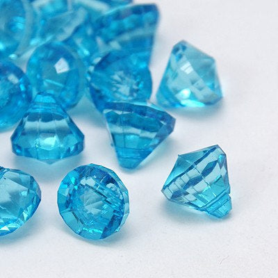 Blue Diamond Beads Large Acrylic Beads Charms 20 pieces 12mm Large Beads Light Blue
