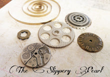 Load image into Gallery viewer, Steampunk Charms Assorted Pendants Gears Clock Face Findings Antiqued Silver Antiqued Bronze Steampunk Supplies PREORDER