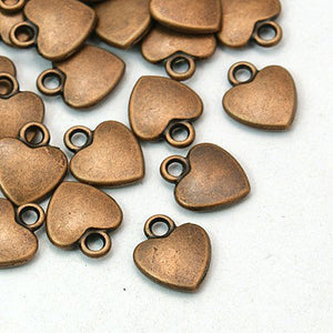 Heart Charms Copper Heart Charms Heart Pendants BULK Charms Wholesale Charms Copper Charms Antiqued Copper 50 pieces