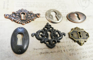 Locks Keyhole Connectors Cabochons Key Holes Skeleton Keyhole Steampunk Escutcheon Assorted Pendants Silver Bronze Copper Black-6pcs PRE