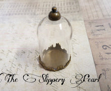 Load image into Gallery viewer, Cloche Pendants Glass Vials with Base Dome Glass Vial Set Snow Globe Pendants Bottle Pendants Clear Vial Charms Set of 4 1.75" PREORDER