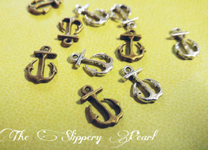 Anchor Charms Anchor Pendants Antiqued Silver Anchor Charms Antiqued Bronze Anchor Charms Assorted Charms Nautical Charms Boating Charms 12